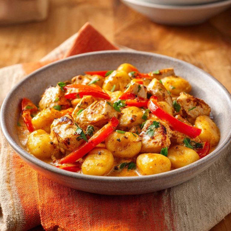 Creamy Chicken and Bell Pepper Gnocchi: Golden & Tender Perfection