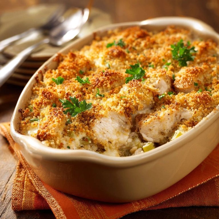 Creamy Chicken Bake: Perfectly Tender, Crispy Topping!