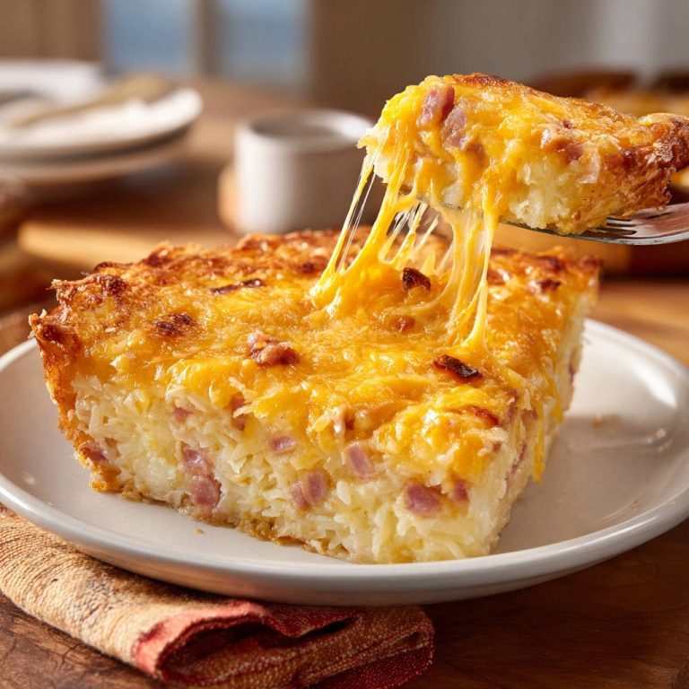 Cheesy Ham & Hash Brown Bake: Unbelievable Cheese Pull!