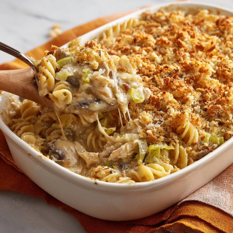Creamy Chicken & Mushroom Bake: Velvety Sauce, Crunchy Top!